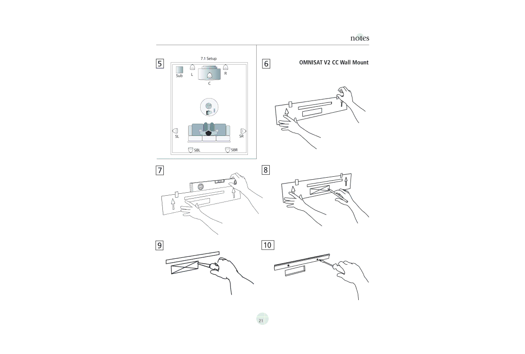 Mirage Loudspeakers OMNISAT V2 owner manual Omnisat V2 CC Wall Mount 