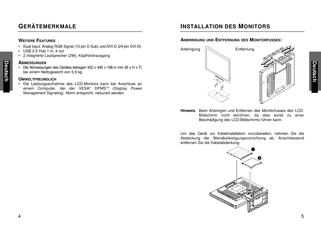 Miro Displays miro TD490 manual Installation DES Monitors 