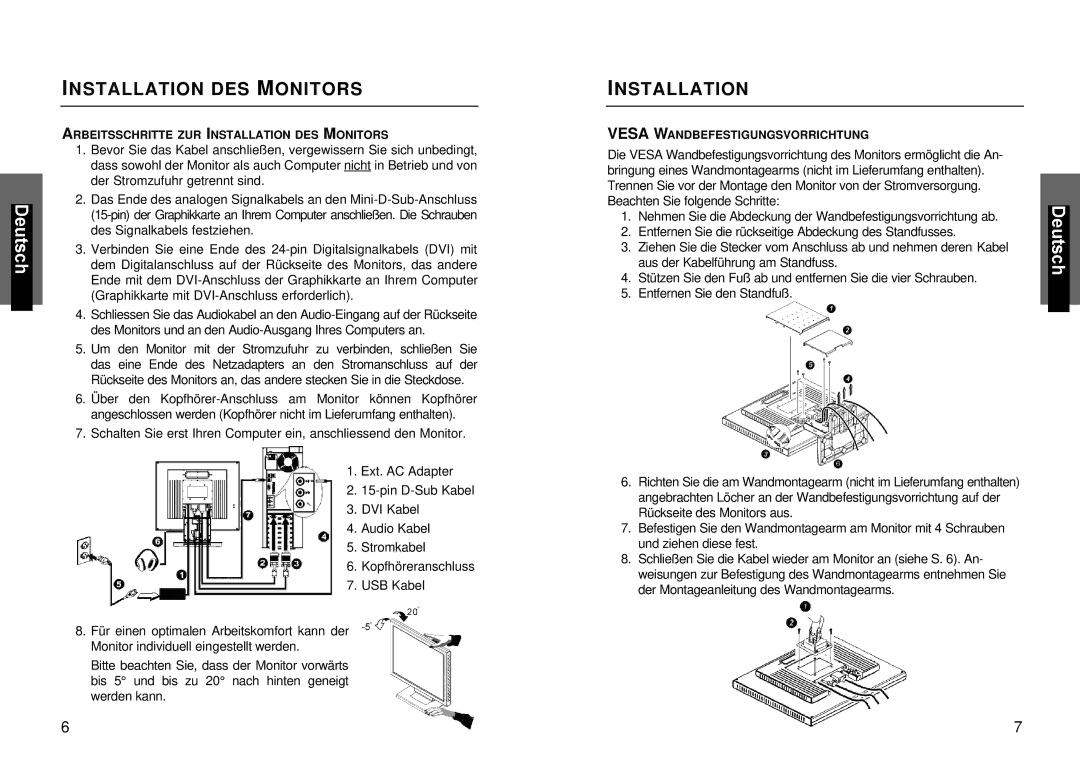 Miro Displays miro TD490 manual Arbeitsschritte ZUR Installation DES Monitors 