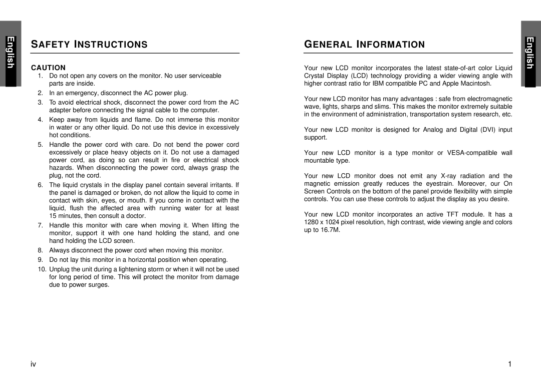 Miro Displays miro TD490 manual General Information 