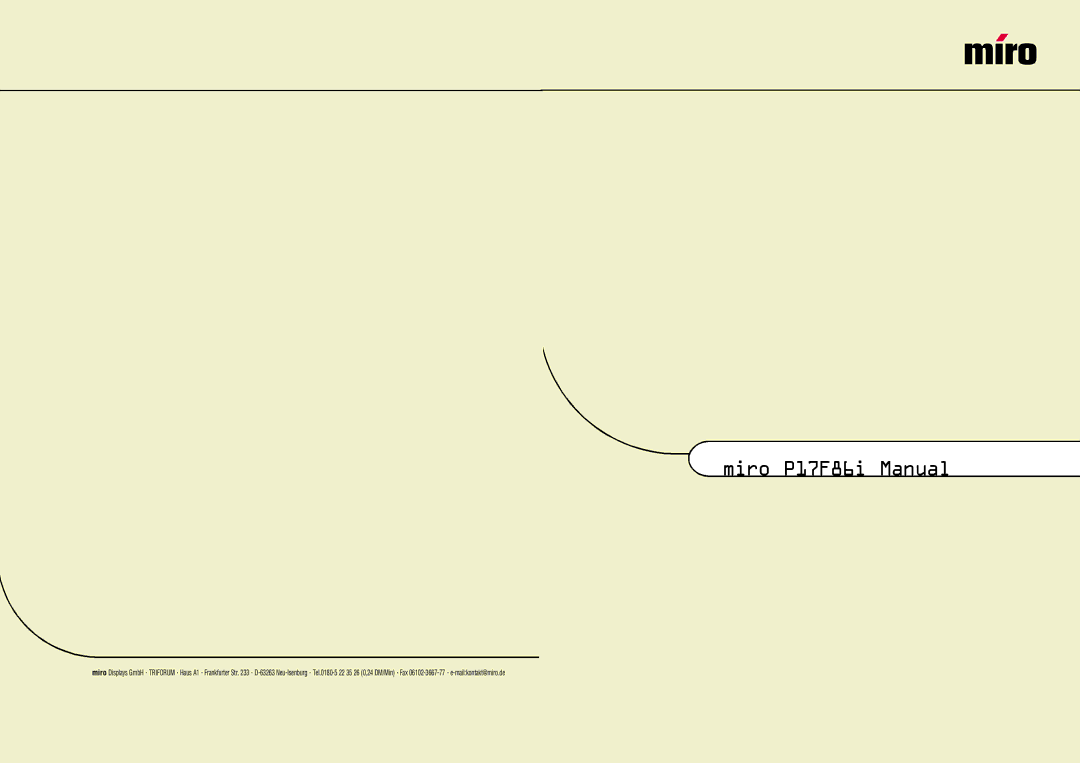 Miro Displays manual Miro P17F86i Manual 
