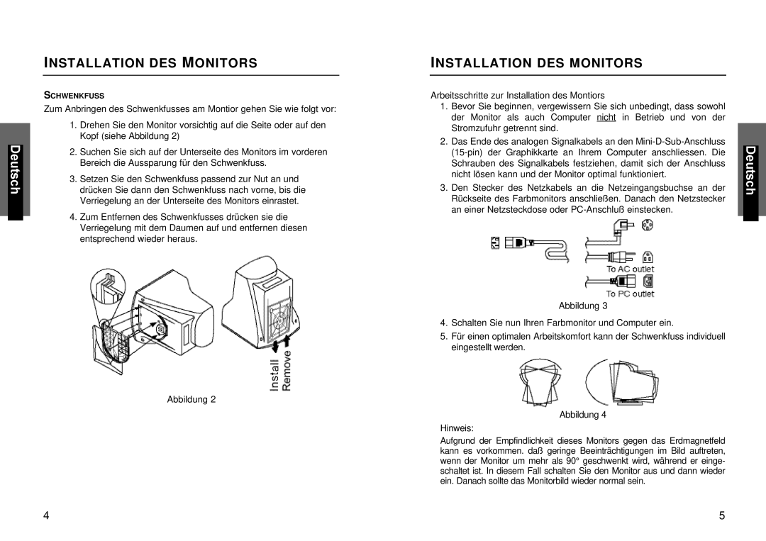 Miro Displays P17F86i manual Installation DES Monitors 