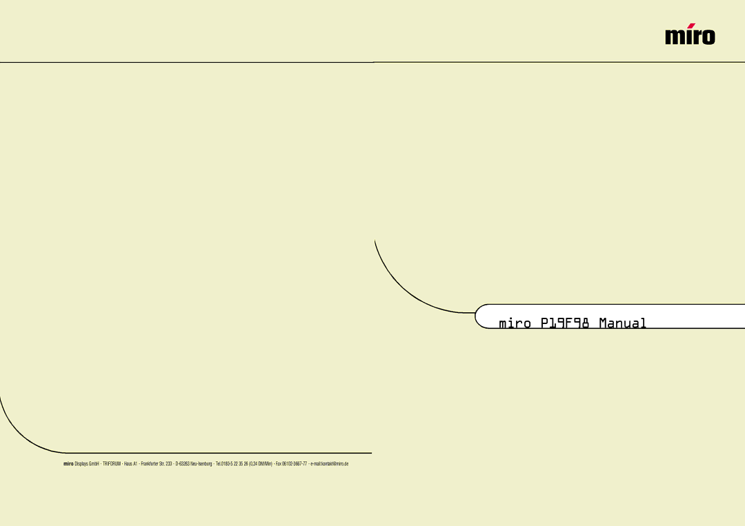 Miro Displays manual Miro P19F98 Manual 