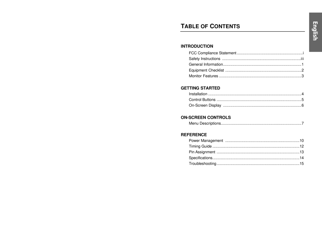 Miro Displays TD570 manual Table of Contents 