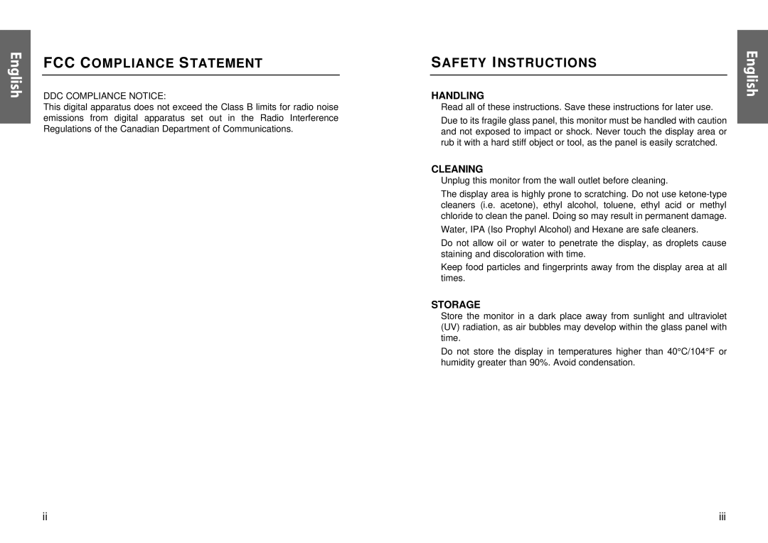 Miro Displays TD570 manual Safety Instructions, Handling, Cleaning, Storage 