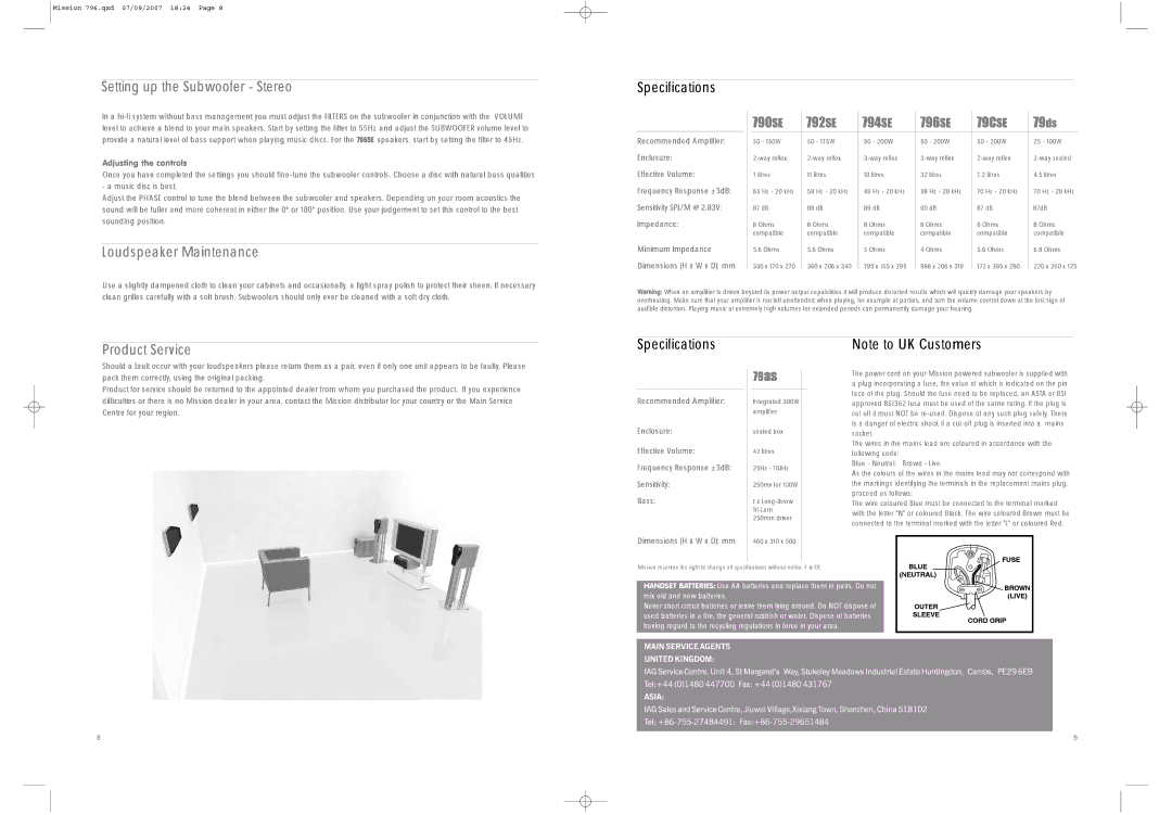 Mission 79AS, 79STAND, 796SE, 794SE, 790SE, 79C, 792SE, 79DS manual 