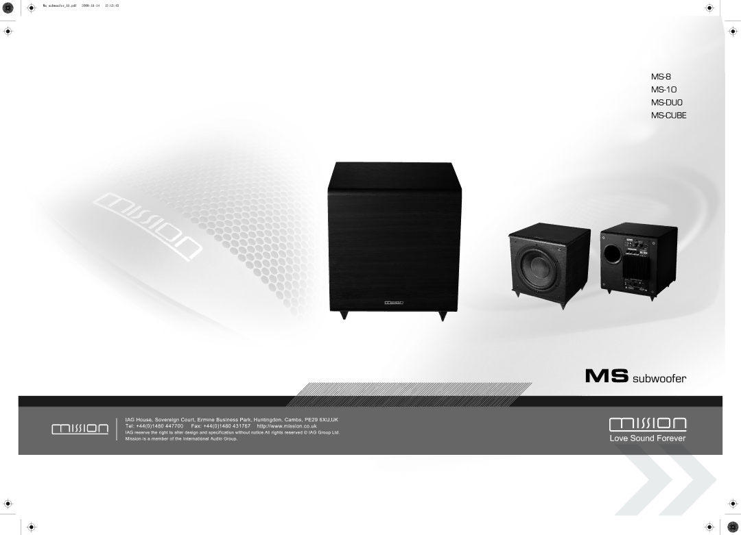 Mission MS-8, MS-DUO, MS-CUBE, MS-10 manual 