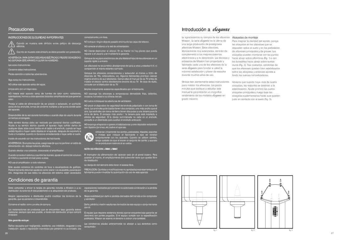 Mission PE29 6XU Precauciones, Introducción a elegante, Condiciones de garantía, Instrucciones DE Suguridad Importantes 