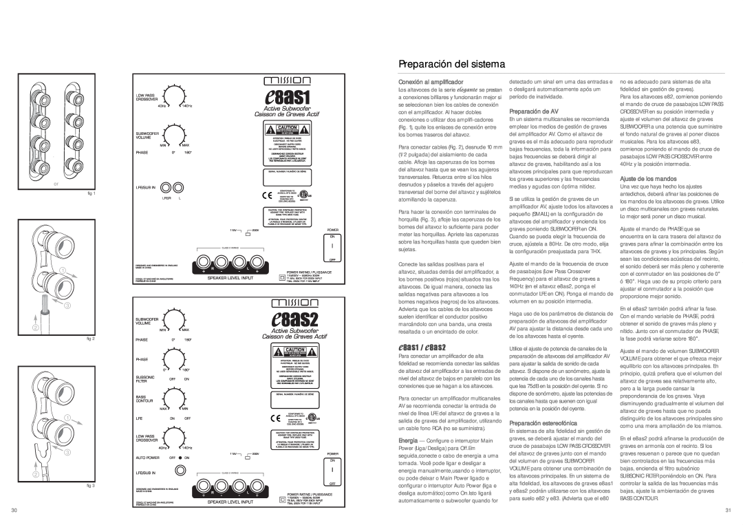 Mission PE29 6XU manual Preparación del sistema, Conexión al amplificador, Preparación de AV, Preparación estereofónica 