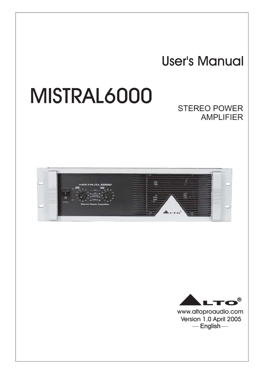 Mistral user manual MISTRAL6000 