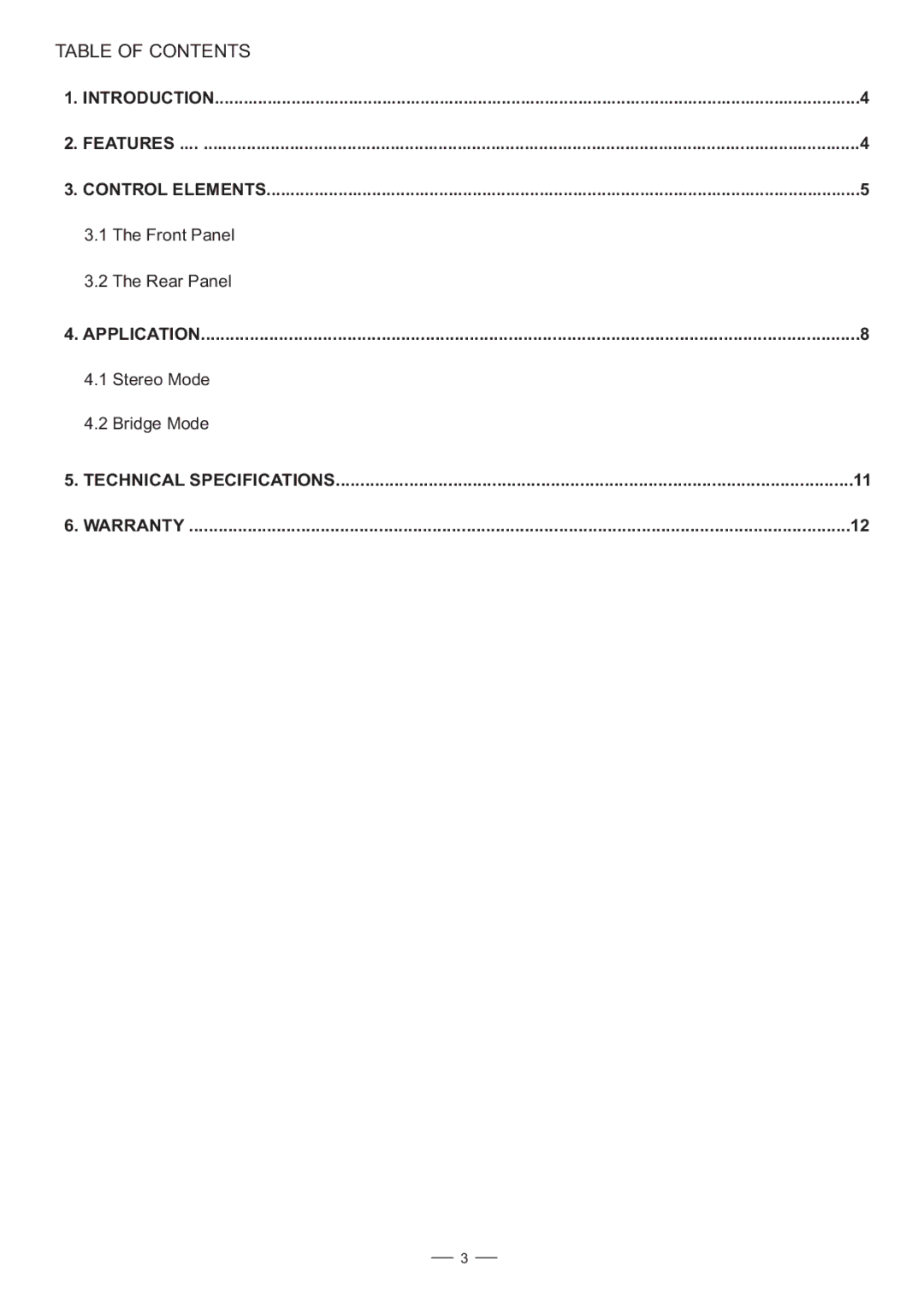 Mistral 6000 user manual Table of Contents 