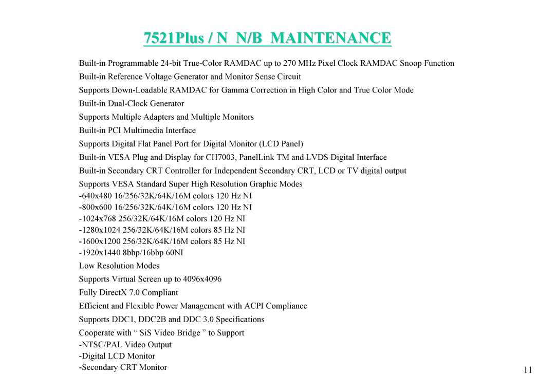 MiTAC 7521 PLUS/N service manual 7521Plus / N N/B Maintenance 