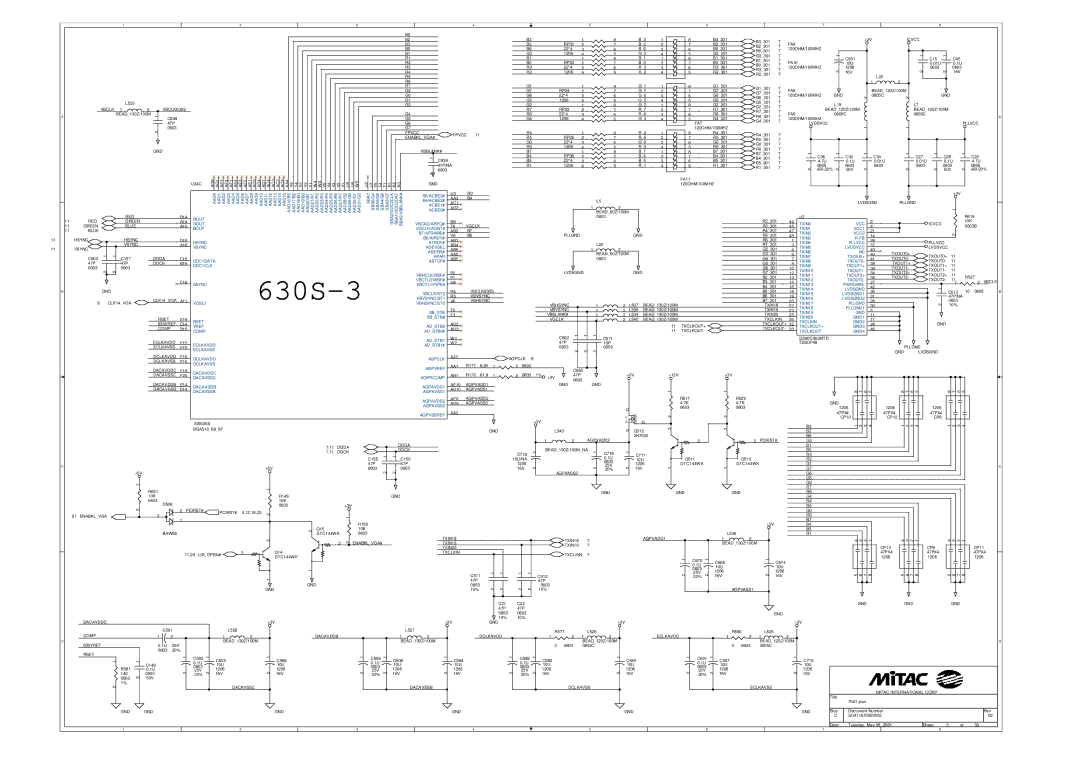 MiTAC 7521 PLUS/N Gout AAD0 AAD1 AAD2 AAD3 AAD4 AAD5, Vbcad/Areq#, TXIN0 VCC, B4/ACBE2#, ACBE1#, ACBE0#, Rout, Bout, TXIN1 