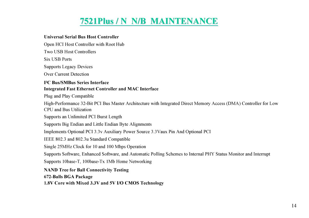 MiTAC 7521 PLUS/N service manual Universal Serial Bus Host Controller 