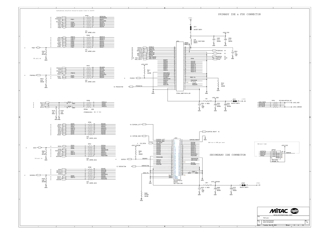 MiTAC 7521 PLUS/N service manual Primary IDE & FDD Connector 