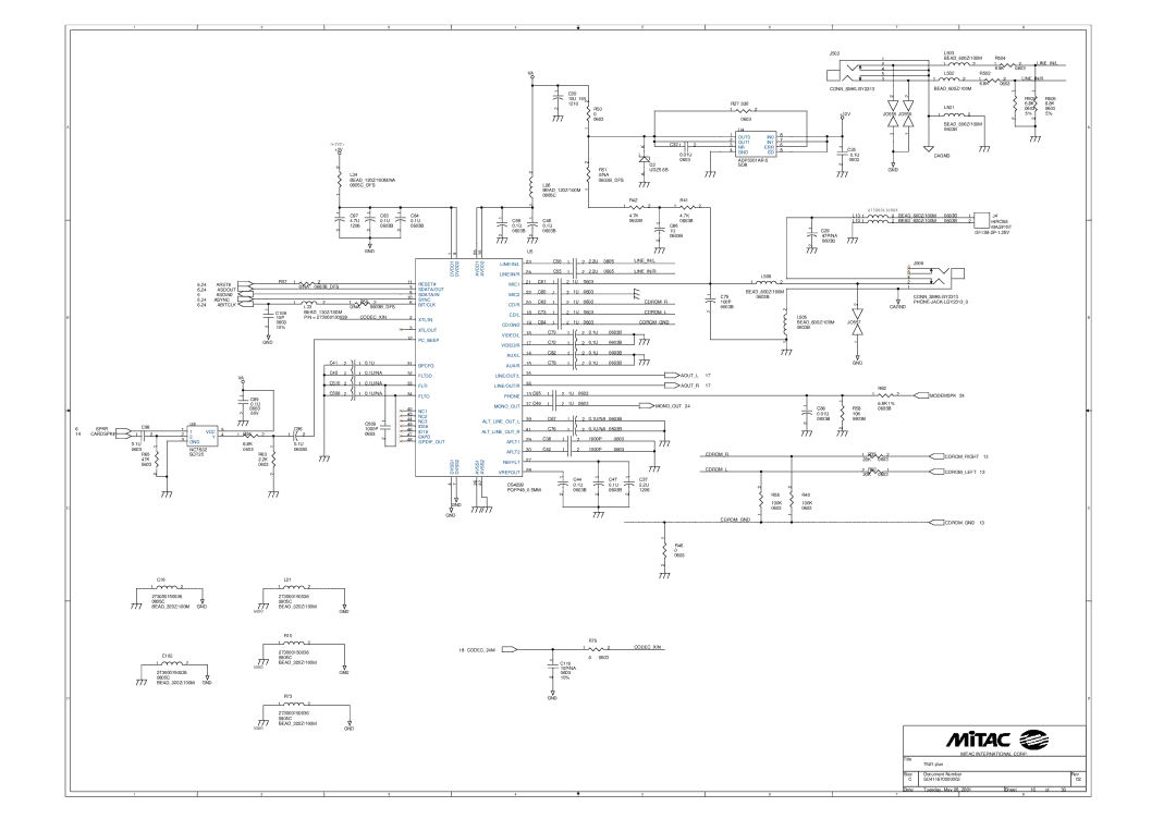 MiTAC 7521 PLUS/N OUT0 IN0 OUT1 IN1 Nrerr Gndsd, Aux/L, Bpcfg AUX/R, FLT3D LINE/OUT/L, Flti LINE/OUT/R, Flto Phone, Refflt 