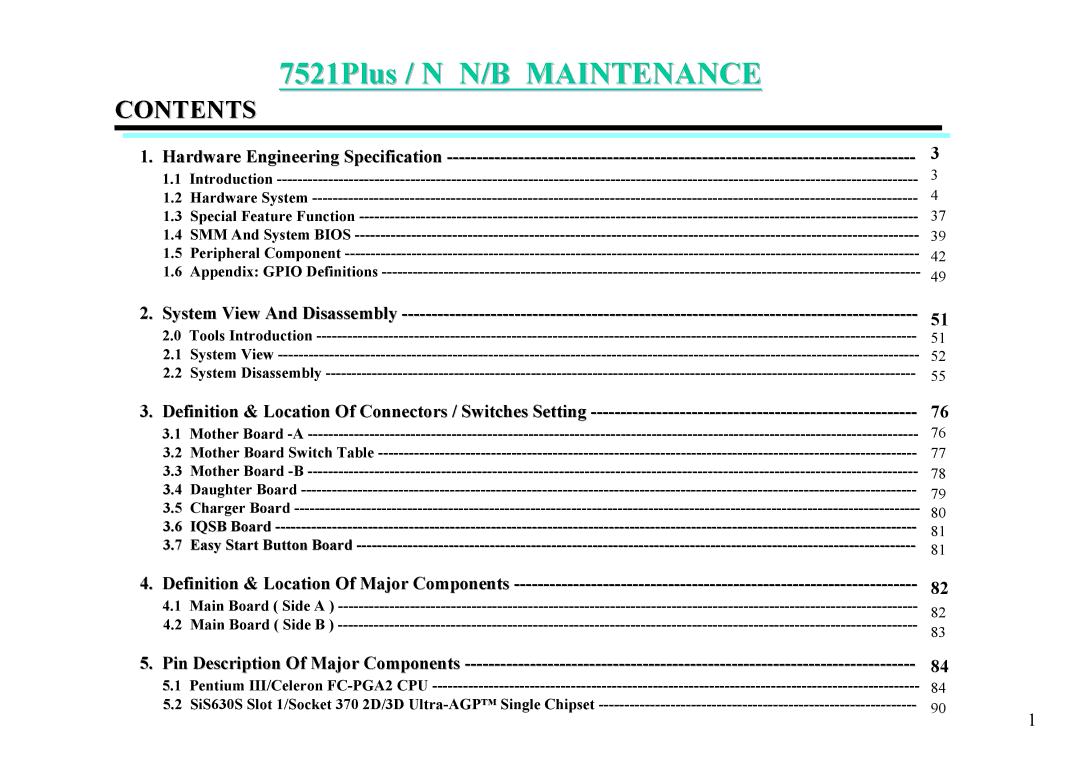 MiTAC 7521 PLUS/N service manual 7521Plus / N N/B Maintenance 