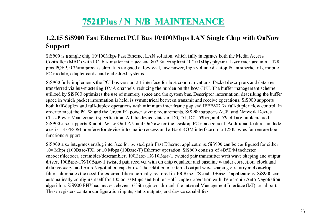 MiTAC 7521 PLUS/N service manual 7521Plus / N N/B Maintenance 