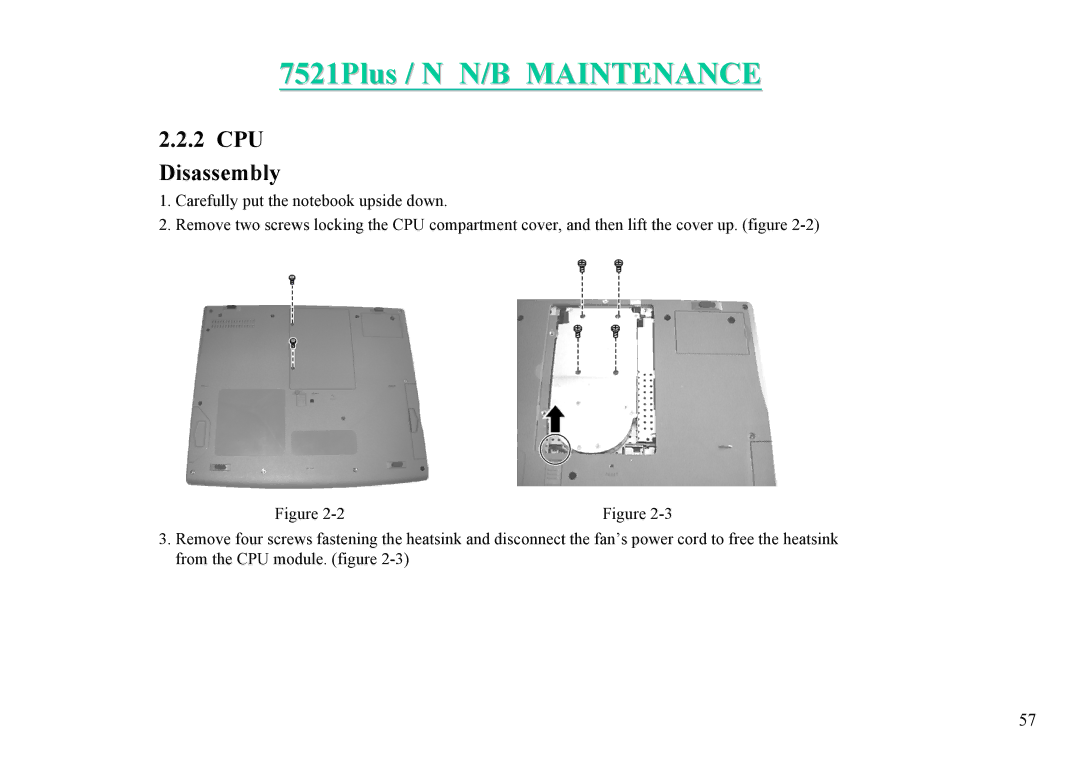 MiTAC 7521 PLUS/N service manual CPU Disassembly 