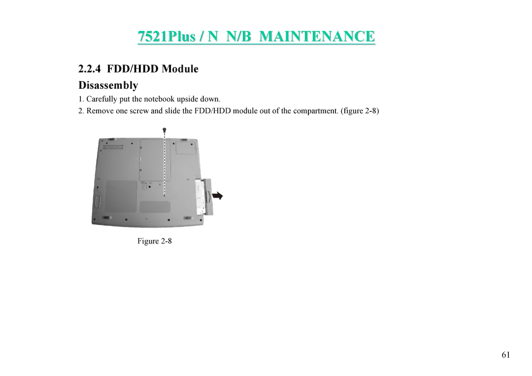 MiTAC 7521 PLUS/N service manual 4 FDD/HDD Module Disassembly 