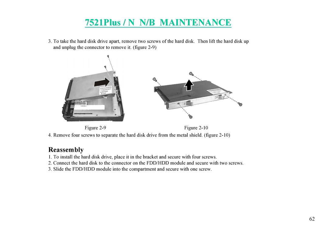 MiTAC 7521 PLUS/N service manual 7521Plus / N N/B Maintenance 