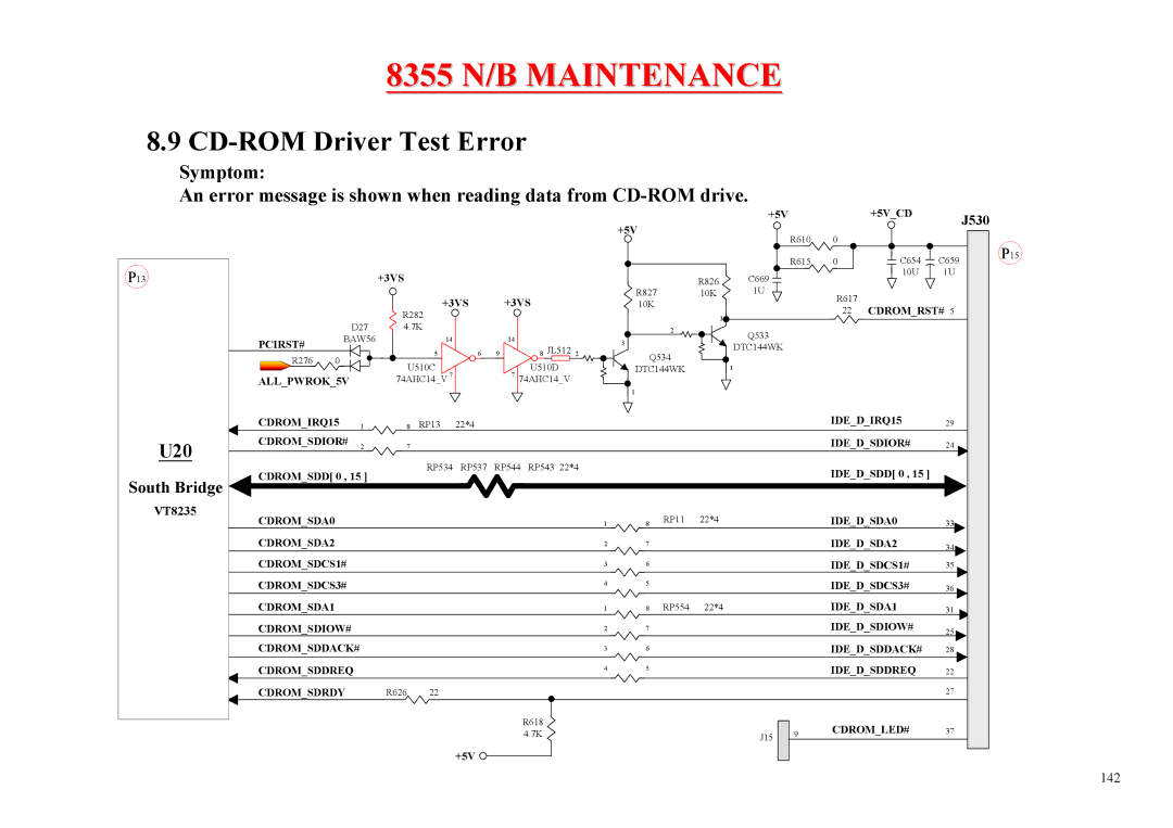 MiTAC 8355 service manual CD-ROM Driver Test Error, J530 