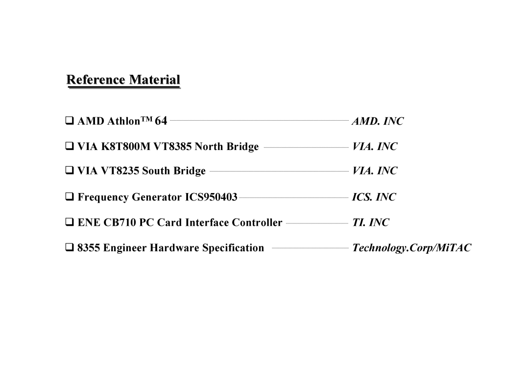 MiTAC 8355 service manual Reference Material 