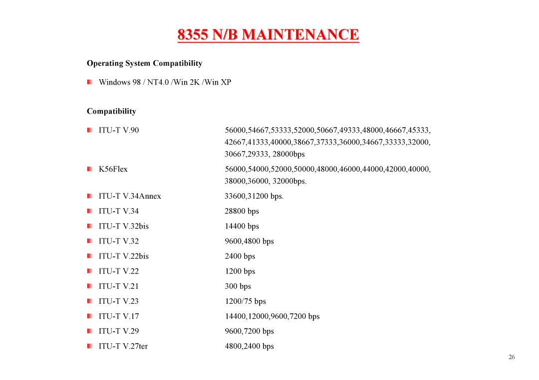 MiTAC 8355 service manual Operating System Compatibility 