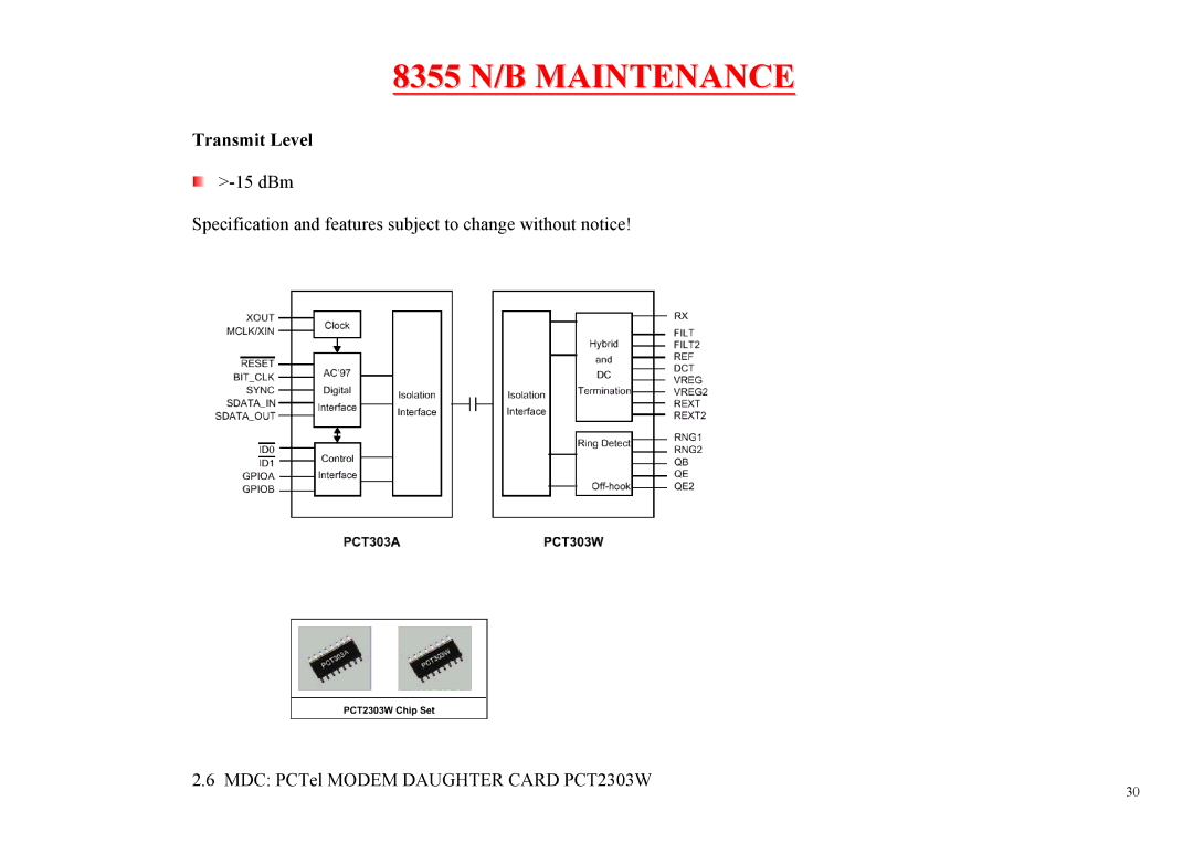 MiTAC 8355 service manual Transmit Level 