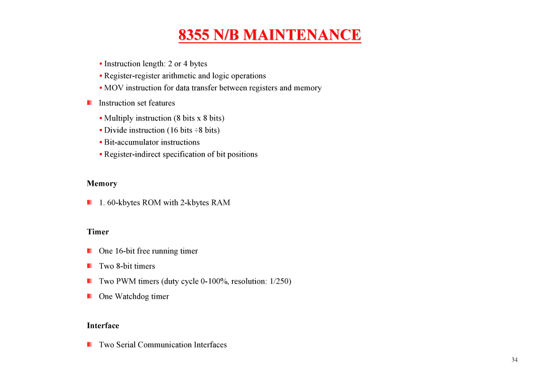 MiTAC 8355 service manual Memory, Timer, Interface 