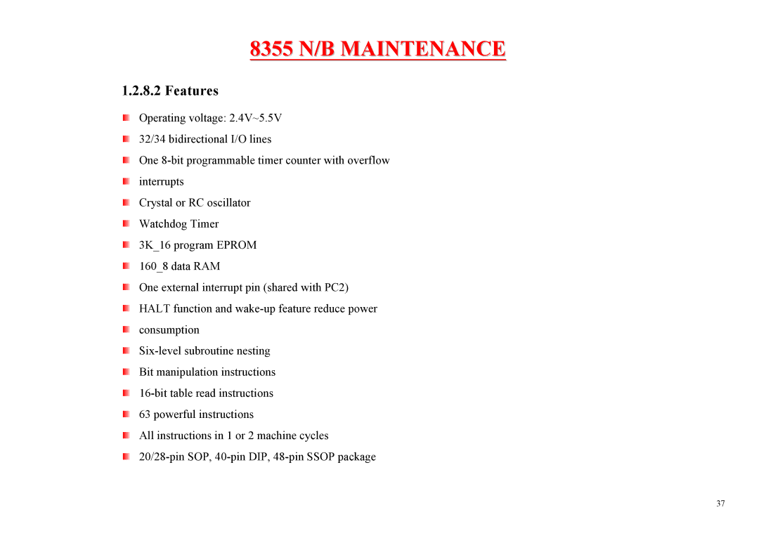 MiTAC 8355 service manual Features 