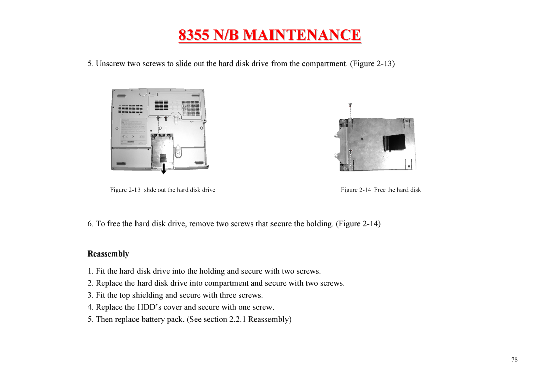 MiTAC 8355 service manual slide out the hard disk drive 