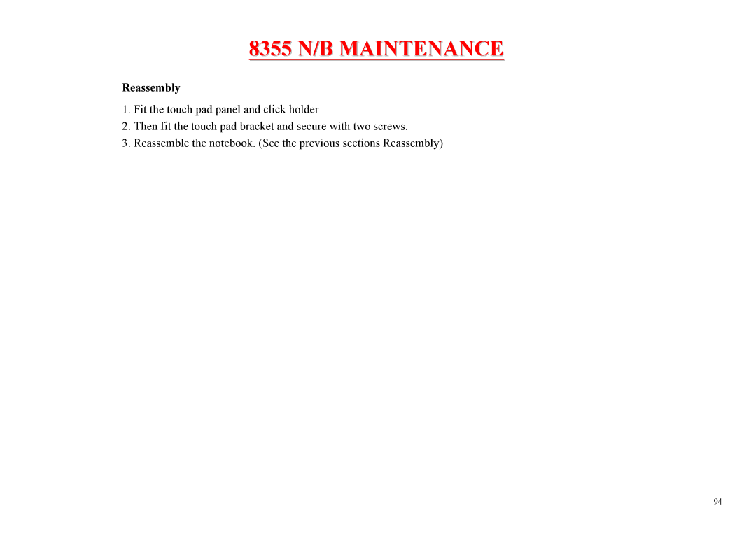 MiTAC service manual 8355 N/B Maintenance 