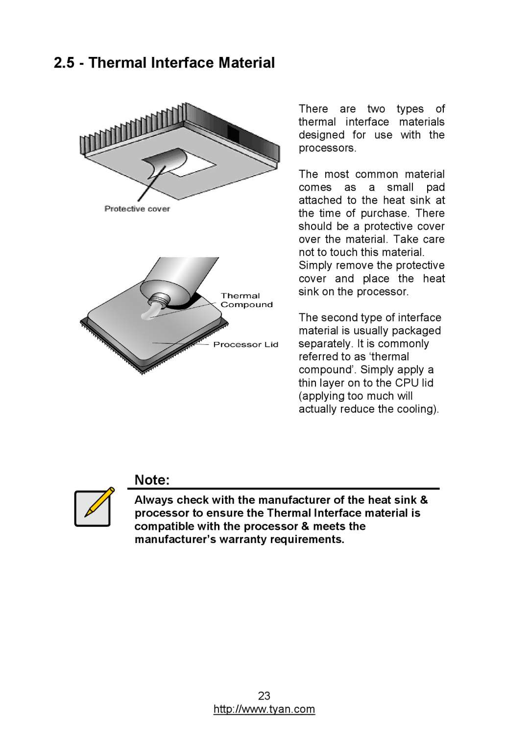 MiTAC S7012 warranty Thermal Interface Material 