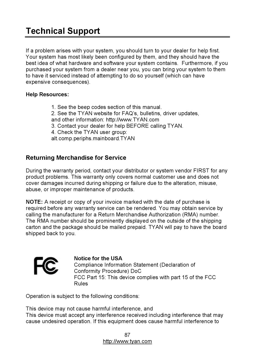 MiTAC S7012 warranty Returning Merchandise for Service, Help Resources 