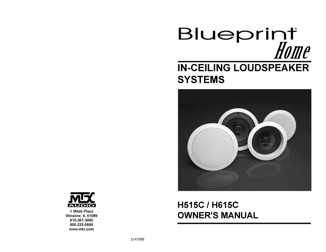 Mitek H515C, H615C owner manual IN-CEILING Loudspeaker Systems 