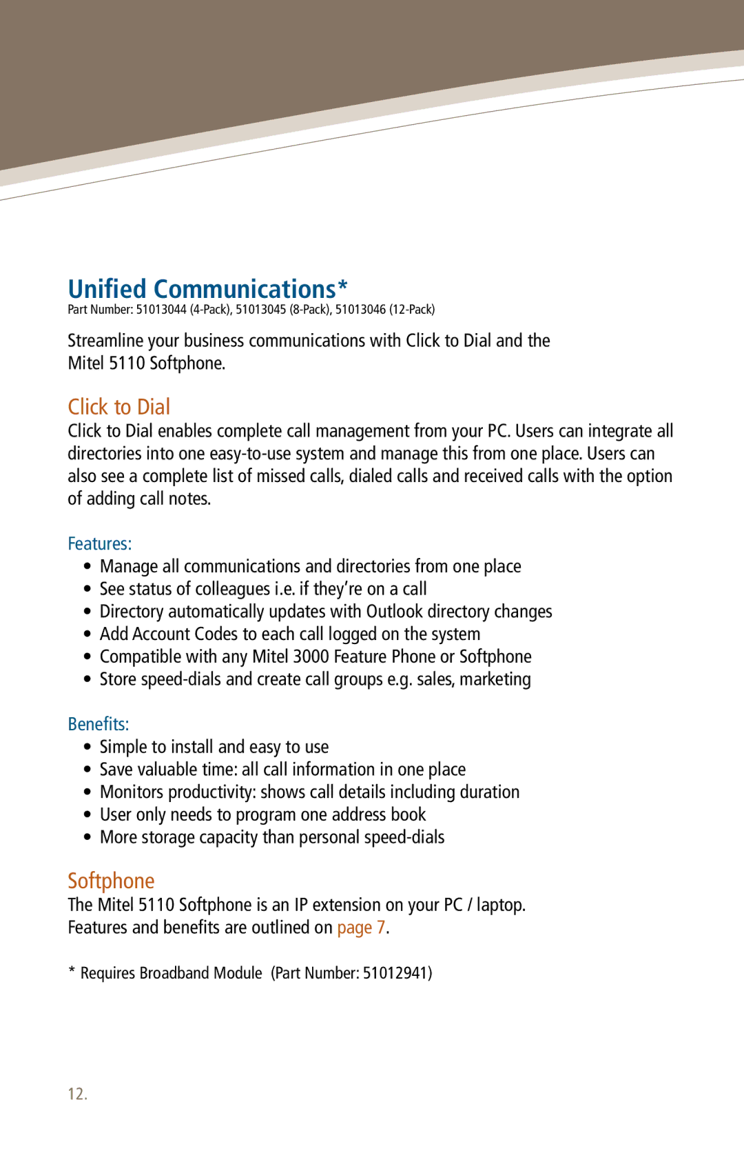 Mitel 3000 manual Unified Communications, Click to Dial 