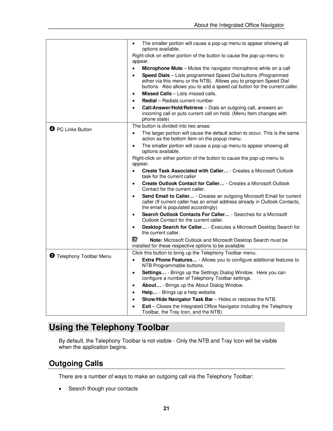 Mitel 3300 ICP manual Using the Telephony Toolbar, Outgoing Calls 