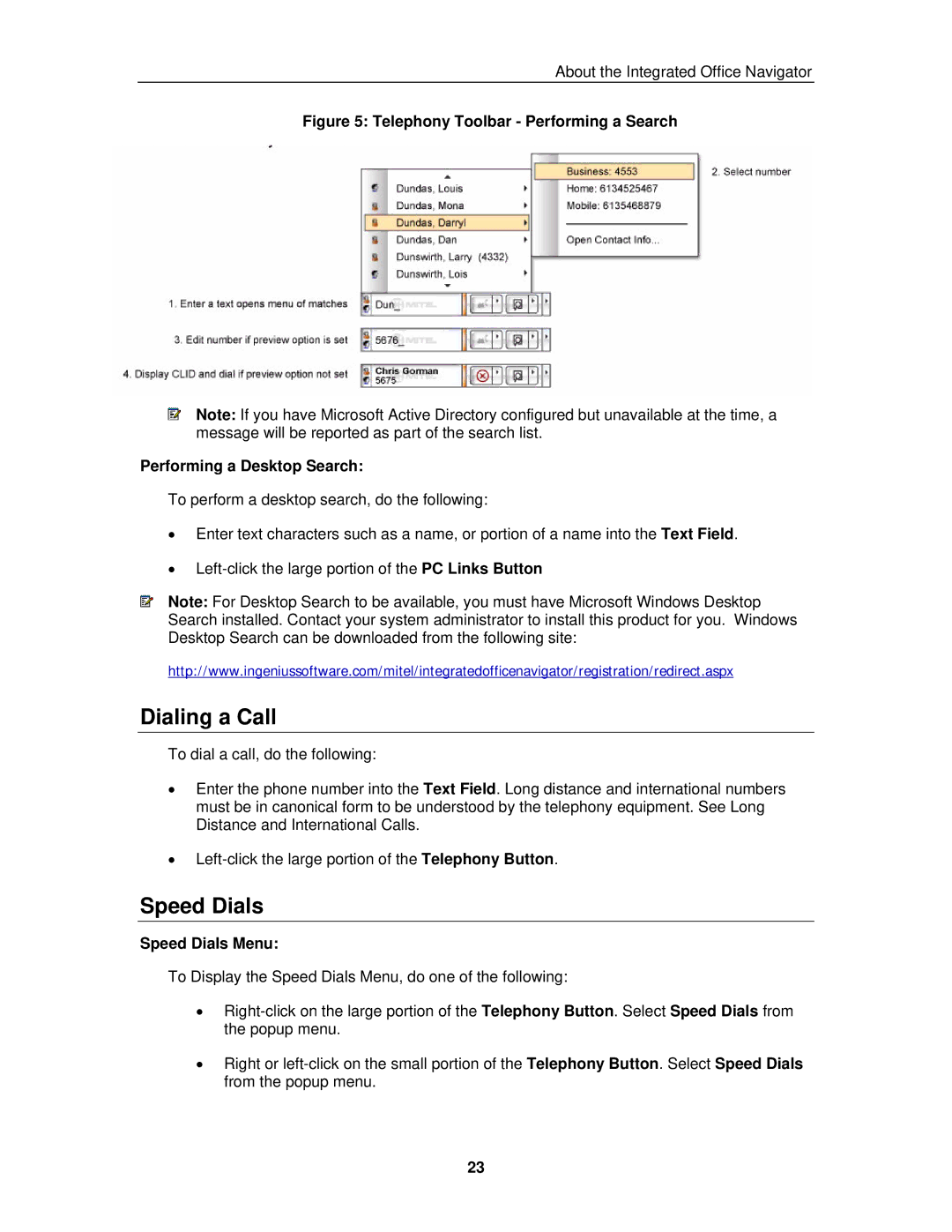 Mitel 3300 ICP manual Dialing a Call, Speed Dials Menu 