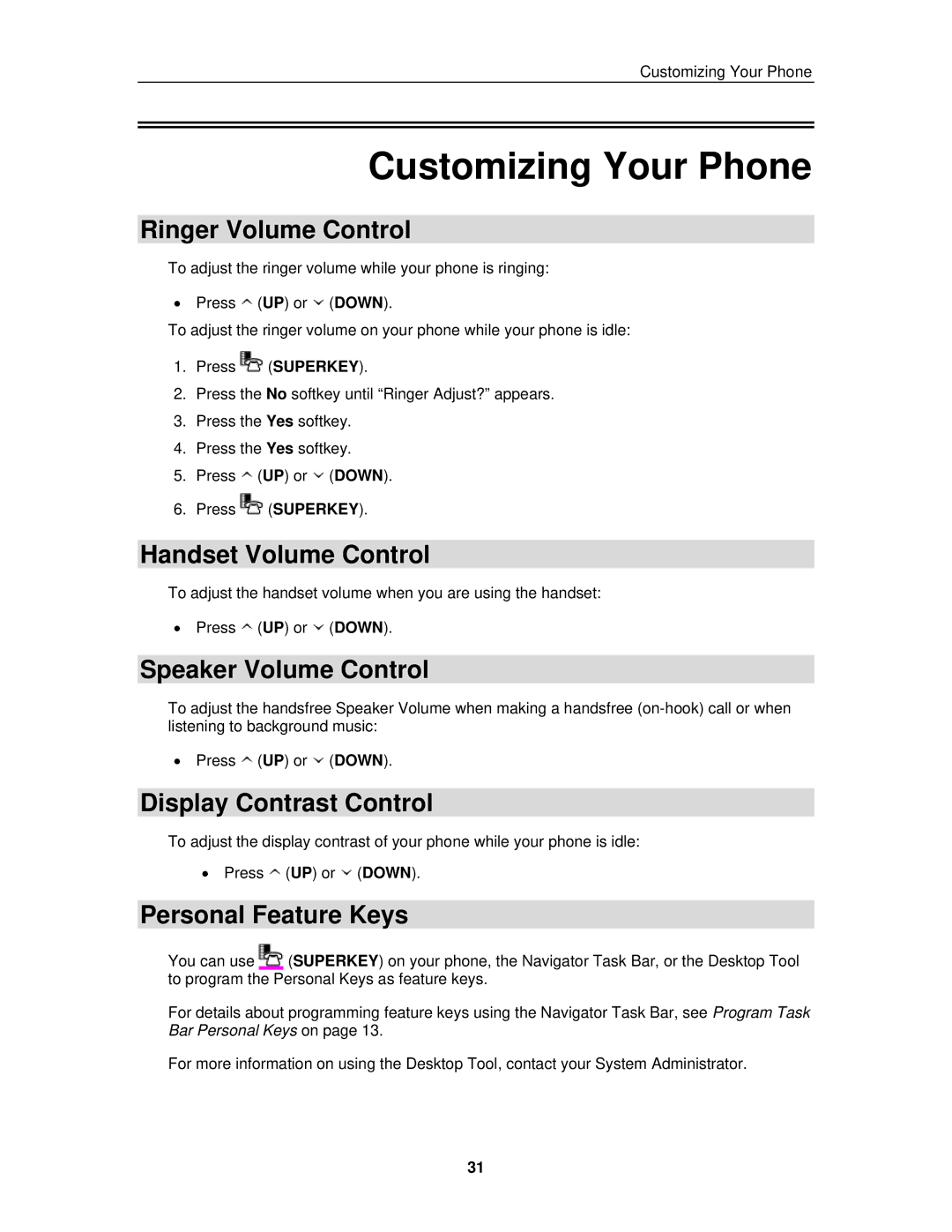 Mitel 3300 ICP manual Customizing Your Phone 