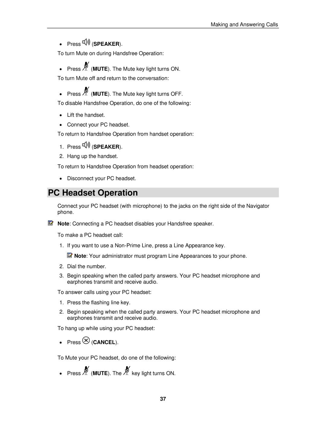 Mitel 3300 ICP manual PC Headset Operation 