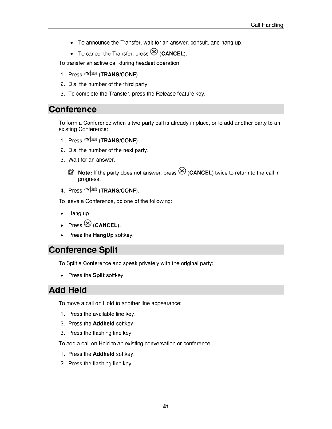 Mitel 3300 ICP manual Conference Split, Add Held 