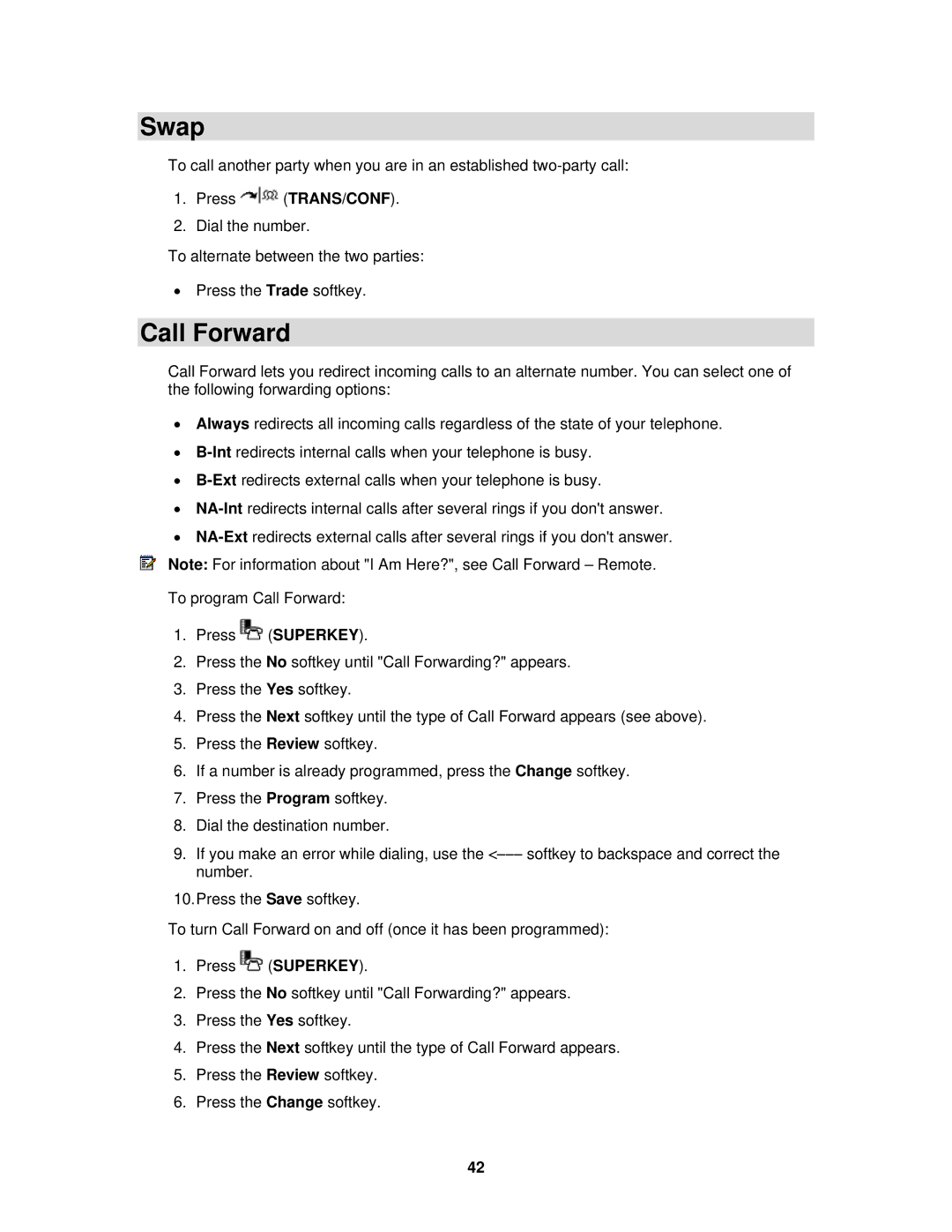 Mitel 3300 ICP manual Swap, Call Forward 