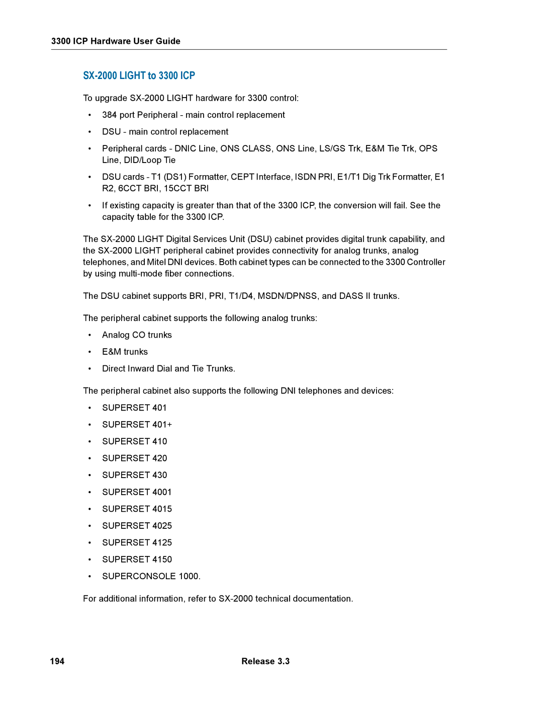 Mitel manual SX-2000 Light to 3300 ICP, 194 