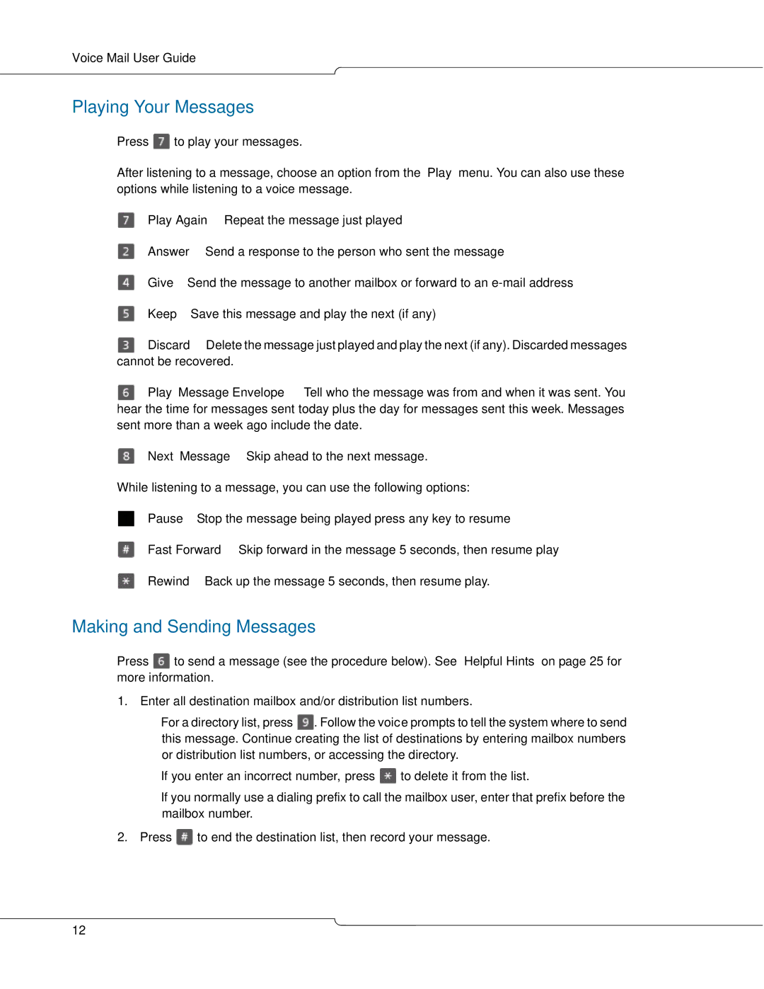 Mitel 3300 manual Playing Your Messages, Making and Sending Messages 