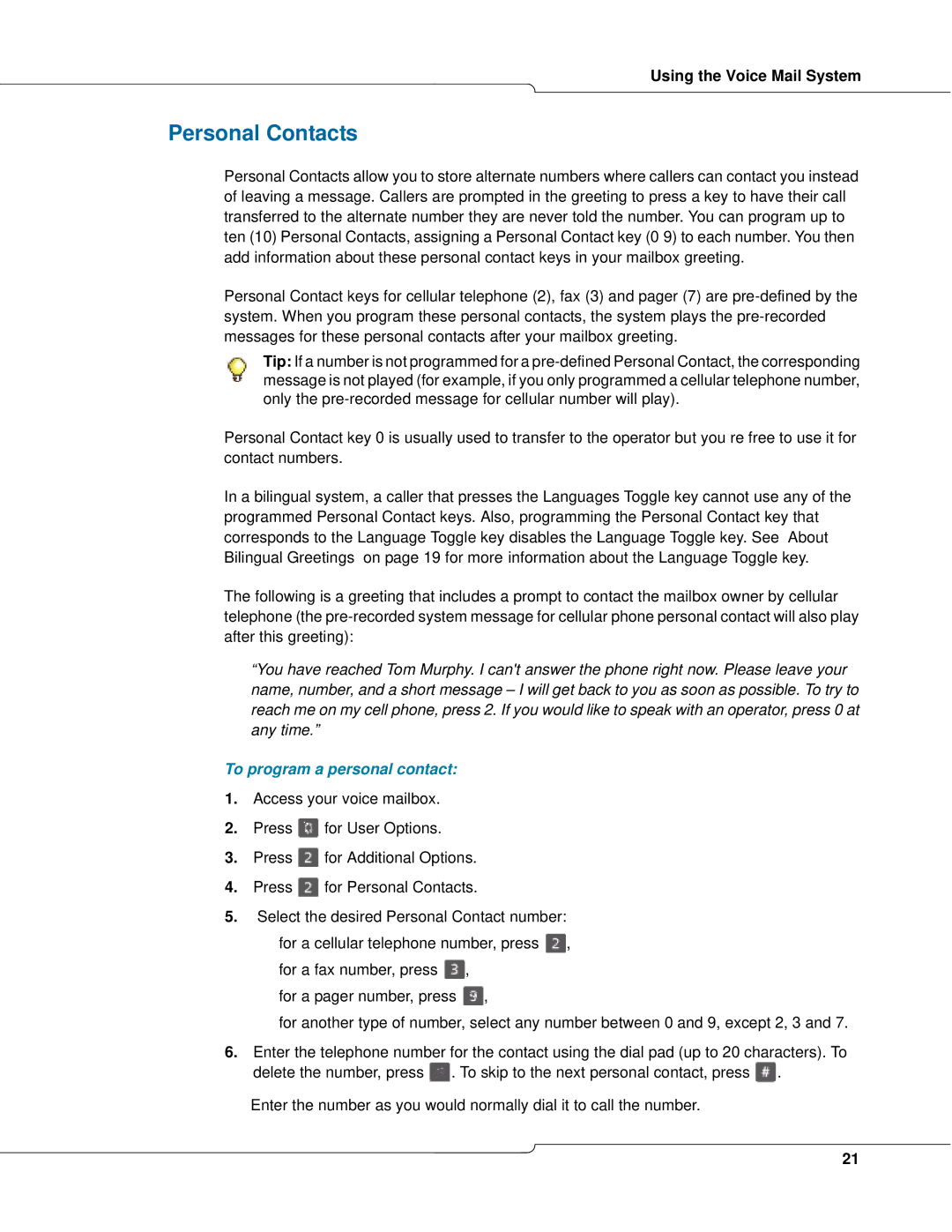 Mitel 3300 manual Personal Contacts, To program a personal contact 