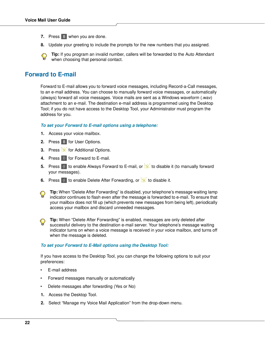 Mitel 3300 manual To set your Forward to E-mail options using a telephone 