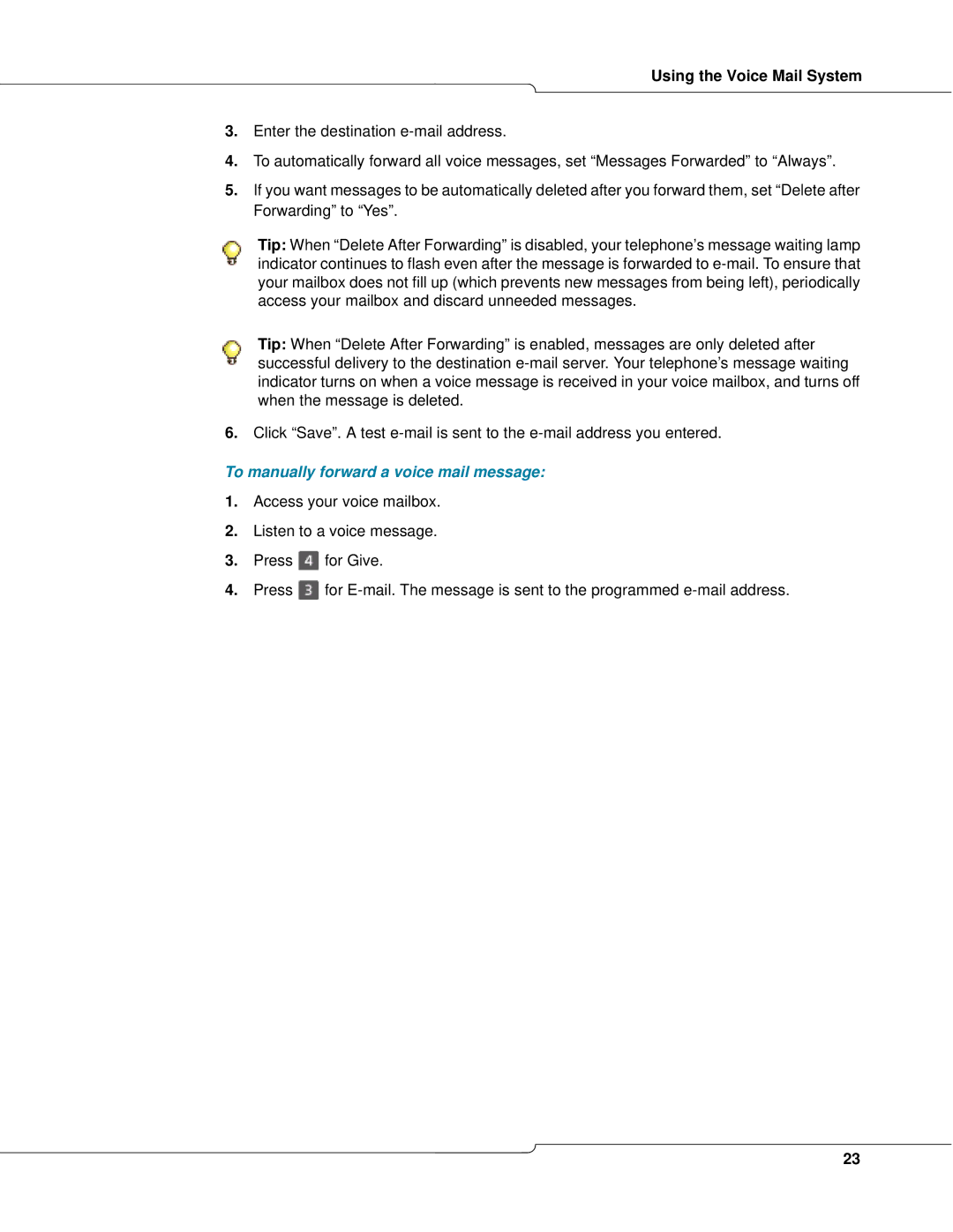 Mitel 3300 To manually forward a voice mail message 