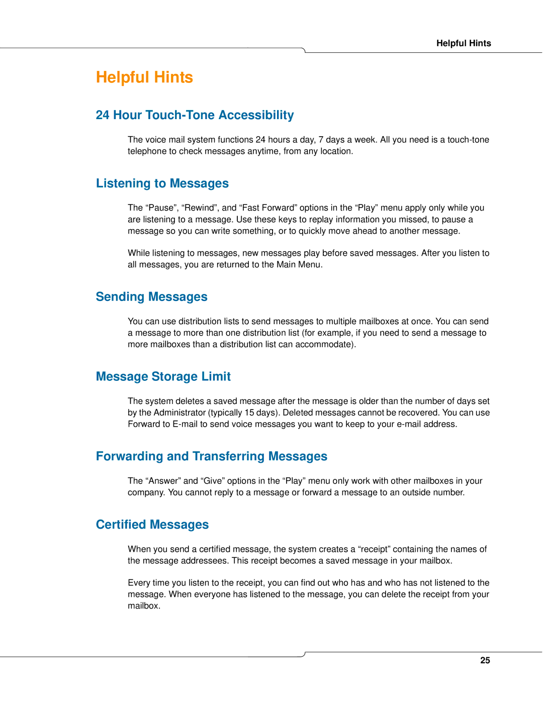 Mitel 3300 manual Helpful Hints 