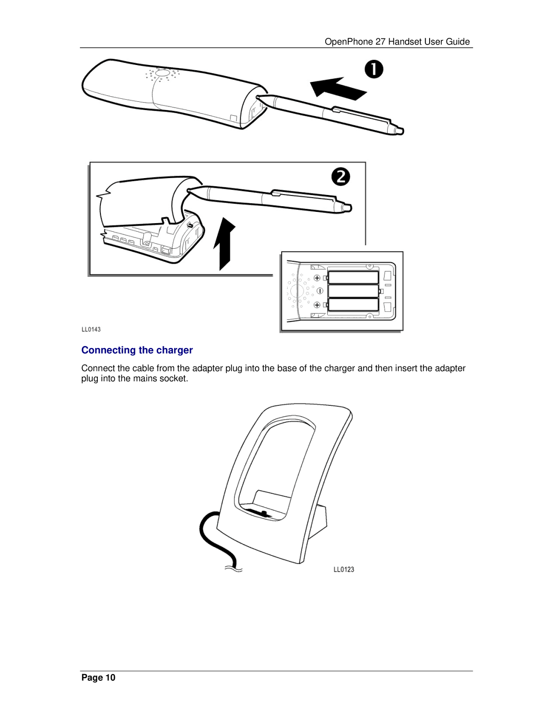 Mitel 3300 manual Connecting the charger 